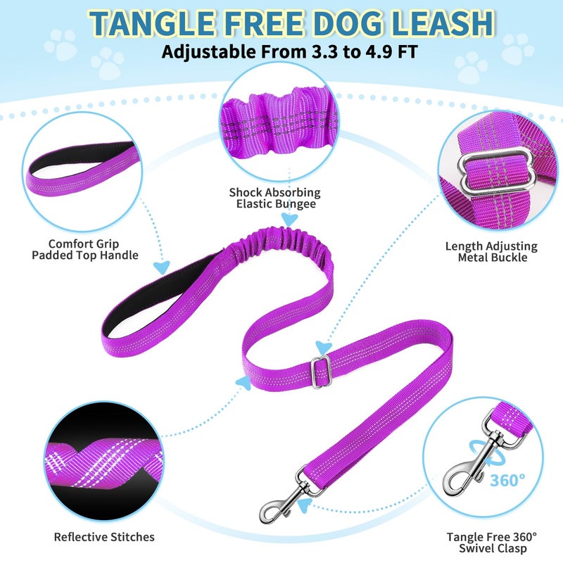 Lukovee No Pull Dog Harness and Leash Set, Soft Padded Small Dog Harness, Neck & Chest Adjustable Reflective Vest Puppy Harness with 4ft Lightweight Anti-Twist Dog Leash for Small Dogs (XS, Purple) - Image 3